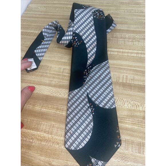 Vtg 70s 2 Don Loper Polyester Geometric Floral Brocade Ties Neckties USA Made - Picture 4 of 7